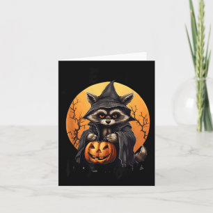 Lustigt Feral och Spooky Cute Raccoon Halloween fö Kort