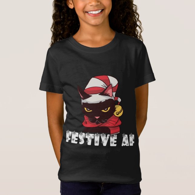 Lustigt Festive AF-Kattdjuret för julklat Meowy Ug T Shirt (Framsida)