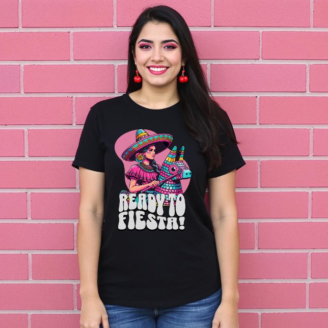 Lustigt Festive-Redo till Fiesta Mexican Piñata T Shirt (Funny Festive Ready to Fiesta Mexican Piñata T-Shirt)