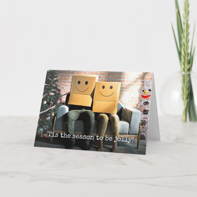 Lustigt festpar vid jul kort (Framsida)
