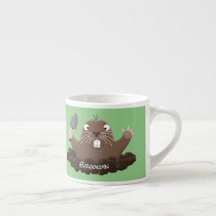 Lustigt ficktjuvar grävande tecknad illustration espressomugg