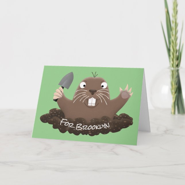 Lustigt ficktjuvar grävande tecknad illustration kort (Framsida)