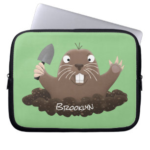 Lustigt ficktjuvar grävande tecknad illustration laptop fodral