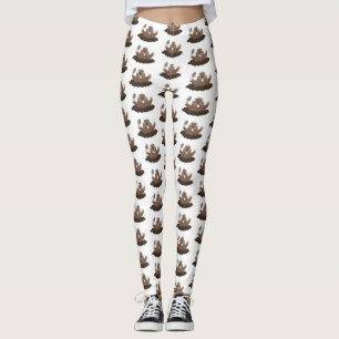 Lustigt ficktjuvar grävande tecknad illustration leggings