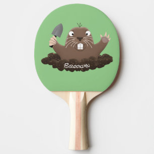 Lustigt ficktjuvar grävande tecknad illustration pingisracket