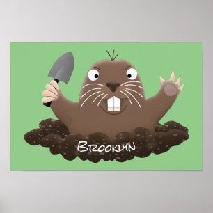Lustigt ficktjuvar grävande tecknad illustration poster