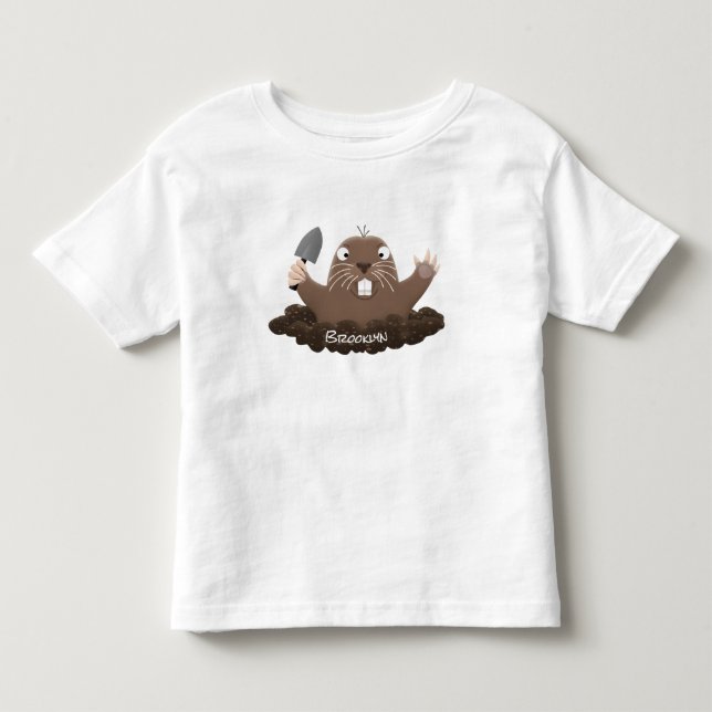 Lustigt ficktjuvar grävande tecknad illustration t shirt (Framsida)