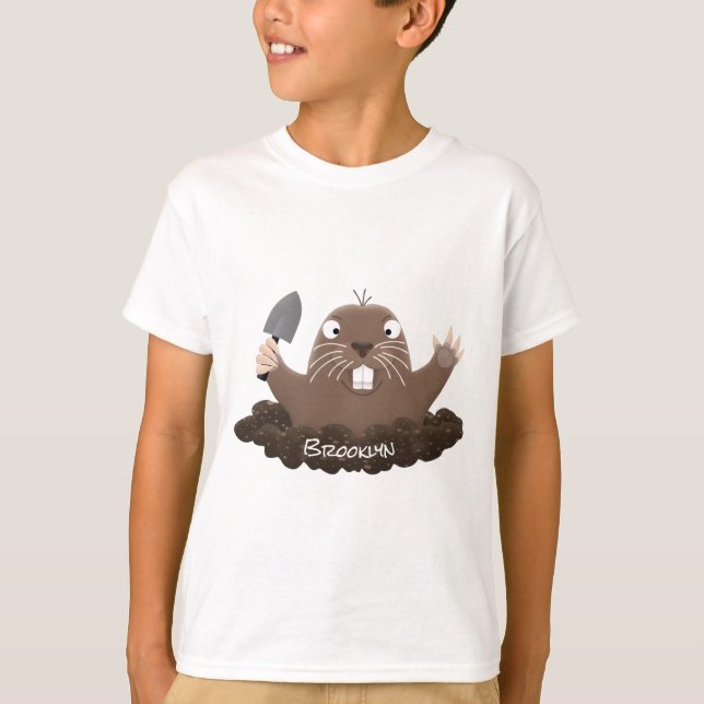 Lustigt ficktjuvar grävande tecknad illustration t shirt (Framsida)