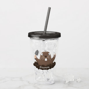 Lustigt ficktjuvar grävande tecknad illustration take away mugg