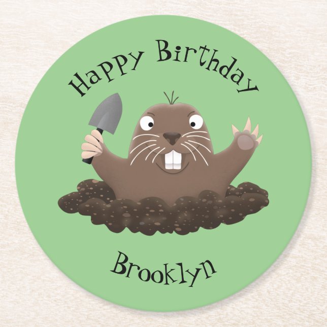 Lustigt ficktjuvar grävande tecknad illustration underlägg papper rund (Framsidan)