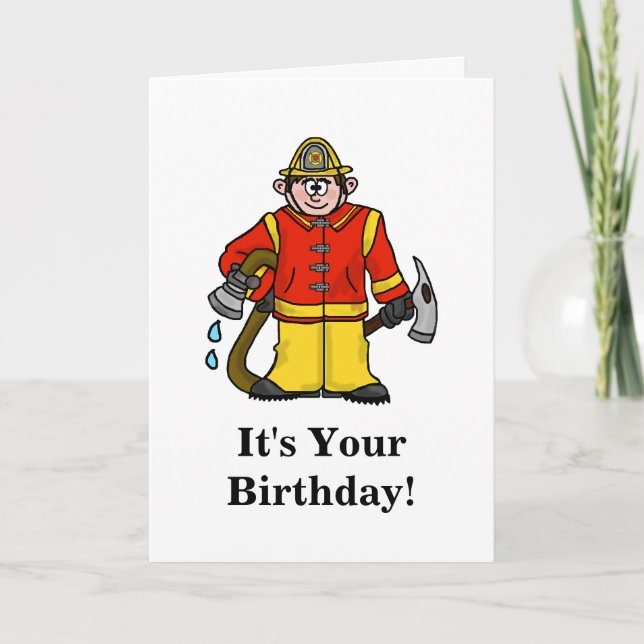 Lustigt Fireman Birthday Card Anpassa det! Kort (Framsida)