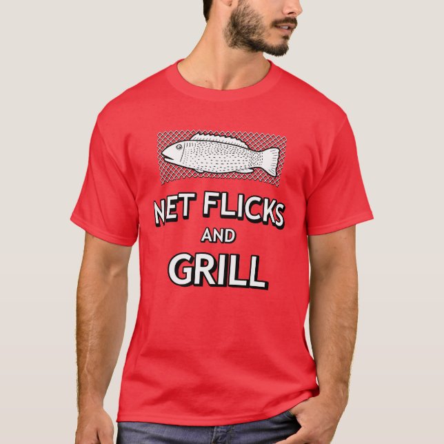 Lustigt fiske Cast Net Fish Joke Parody Tee (Framsida)