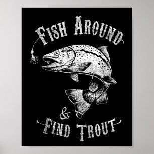Lustigt fiske fisk runt Hitta öring Poster