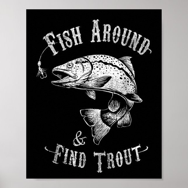 Lustigt fiske fisk runt Hitta öring Poster (Framsidan)