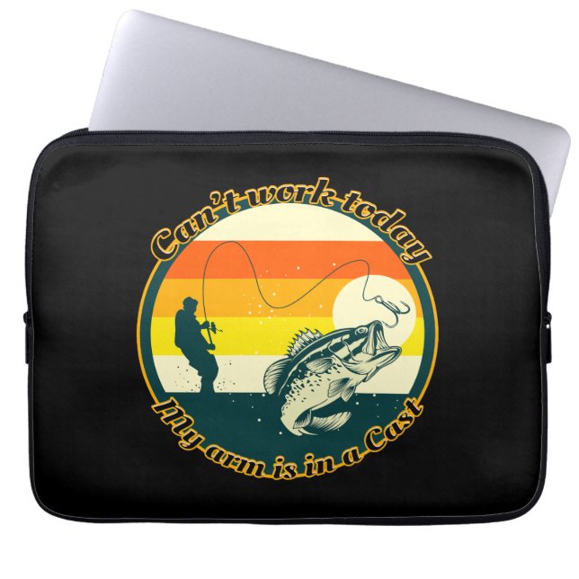 Lustigt fiske kan inte fungera idag.. Arm är i ett Laptop Fodral (Framsidan)