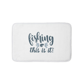 Lustigt fiskefartyg med slogan badrumsmatta