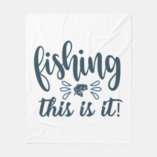 Lustigt fiskefartyg med slogan fleecefilt