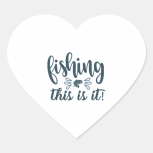 Lustigt fiskefartyg med slogan hjärtformat klistermärke