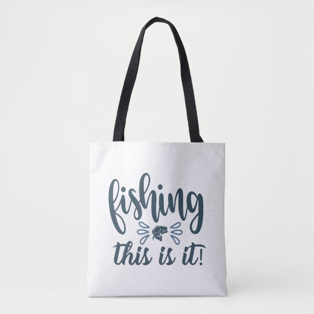 Lustigt fiskefartyg med slogan tygkasse (Framsida)