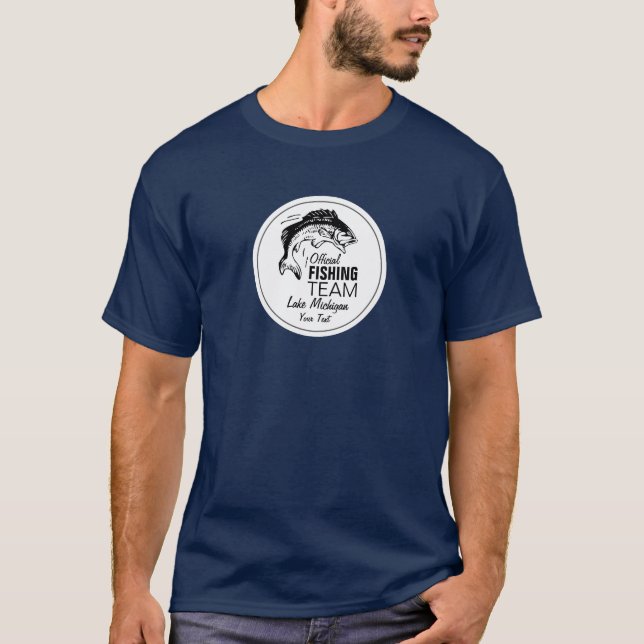 Lustigt fisketeam Blue Shirt| Ditt namn och Sjö Tee (Framsida)