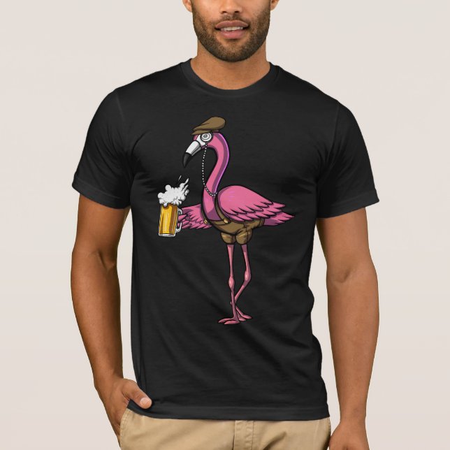 Lustigt Flamingo Bird Drinage Beer Party T Shirt (Framsida)