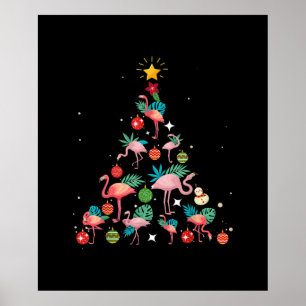 Lustigt Flamingo Julgran Poster