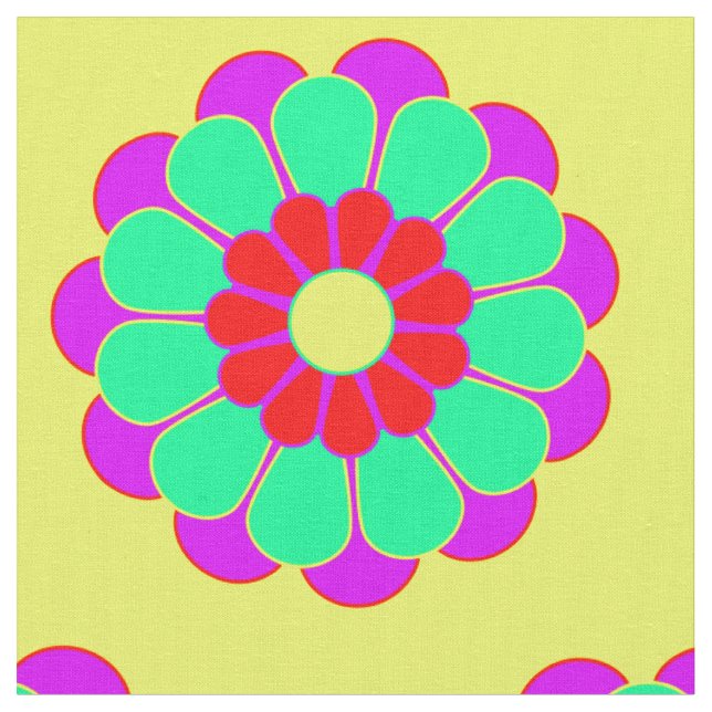 Lustigt Flower Power Bloom I + din backgr. & idé Tyg (Närbild)