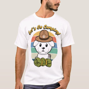 Lustigt fluffy hund vill gå och campa t shirt