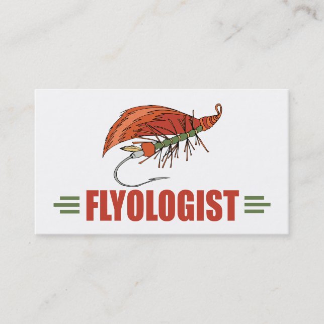 Lustigt fly Tying Flygfiske Fisherman FLYOLOGIST Visitkort (Framsida)