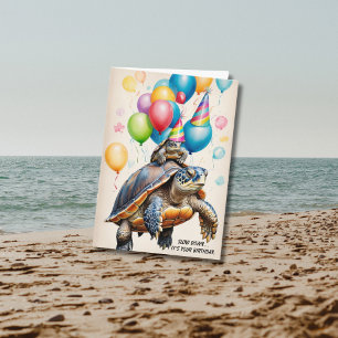 Lustigt Flytande Turtle Birthday Surprise" Kort