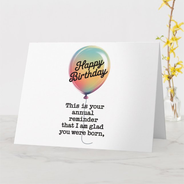 Lustigt födelsedag är jag glad att du föddes kort (Gul blomma)