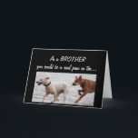 Lustigt födelsedag Brother Pain i Cute Hundar Kort<br><div class="desc">Som broder kan du vara en riktig smärta i ...    Men jag vill ändå önska dig Grattis på födelsedagen med att leka hundar</div>