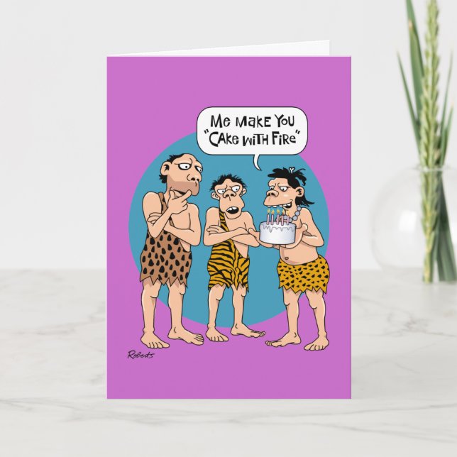 Lustigt födelsedagskort "Cake with Fire" Kort (Framsida)