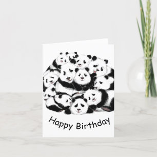 Lustigt födelsedagskort med Lycklig Pandas Kort
