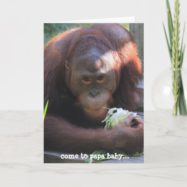 Lustigt födelsedagskort, Orangutan Birthday Kiss! Kort (Framsida)