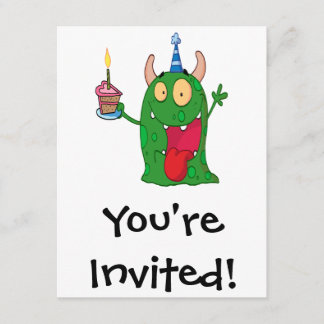 lustigt födelsedagsmonster tecknade figurer inbjudningar
