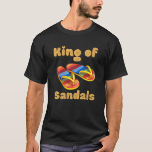 Lustigt för en Helgdag. Kung av sandaler. Färgstar T Shirt