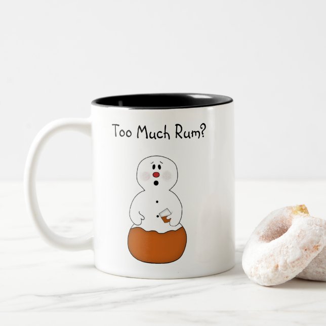 Lustigt för mycket Rum Snögubbe Mugg (Med munk)