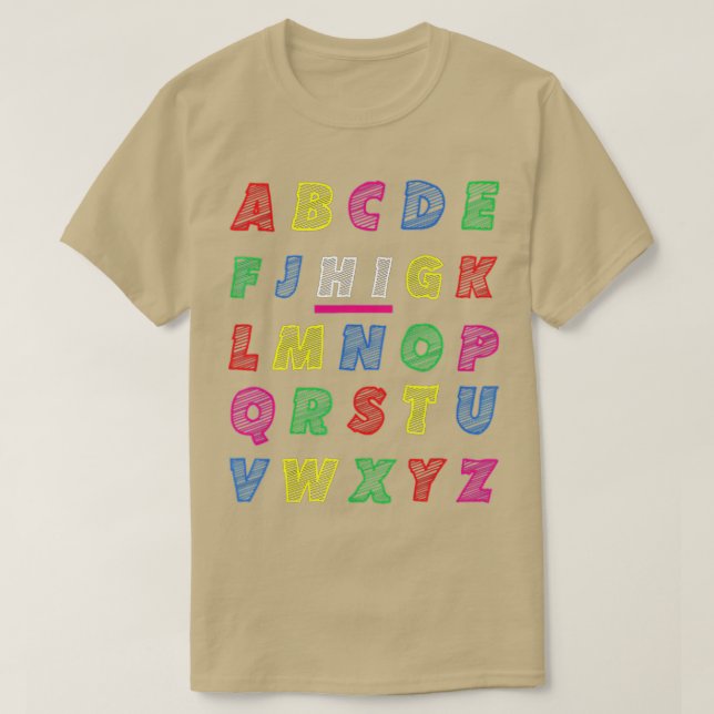 Lustigt förK Kindergarten Hi Alphabet tillbaka til T Shirt (Design framsida)