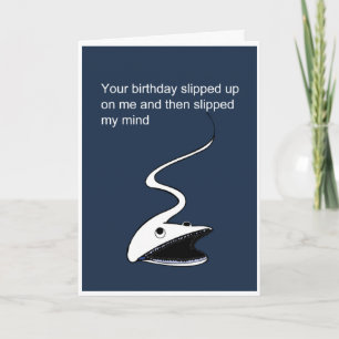 Lustigt försenad födelsedag kort