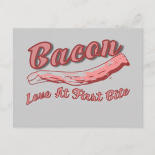 Lustigt första bitans retro bacon älskare vykort
