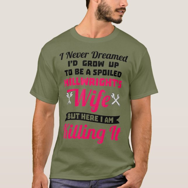 Lustigt förstört Millwrights-fru T Shirt (Framsida)