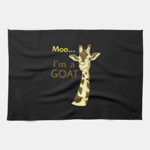 Lustigt förvirrande Giraffe Moo Jag är en goat Kökshandduk