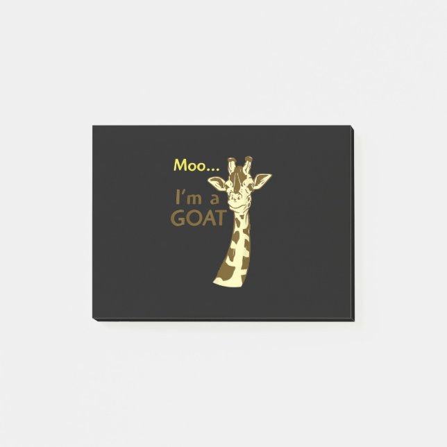 Lustigt förvirrande Giraffe Moo Jag är en goat Post-it Block (Framsida)