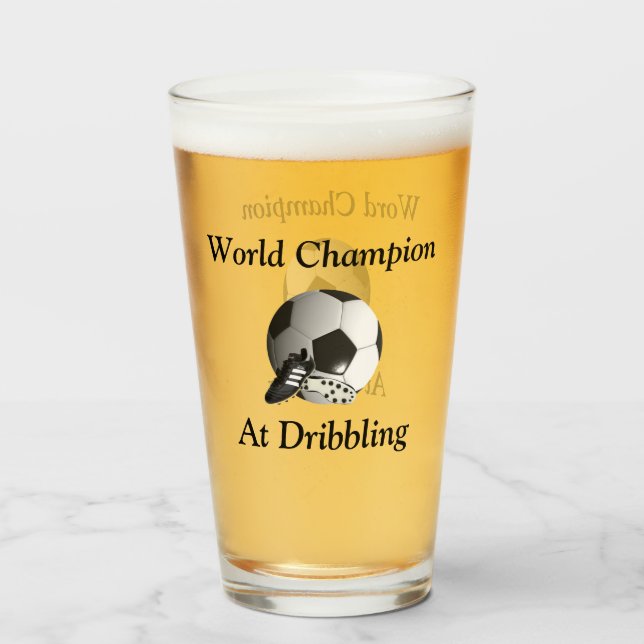 Lustigt fotboarmästare, Beer Glass Glaskopp (Baksida fylld)