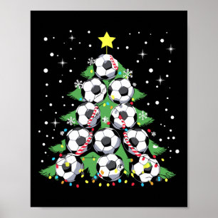 Lustigt fotbollsspelare Julafton Ljus Fotboll t Poster
