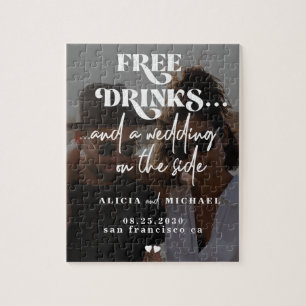 Lustigt foto, modern bröllop spara datum pussel