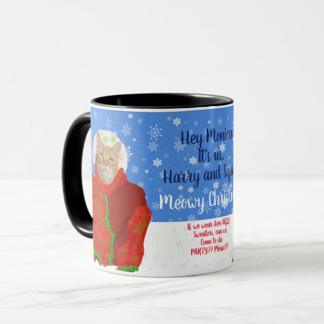 Lustigt foto på dina egna katter, fuktiga julsötar mugg (Framsida vänster)