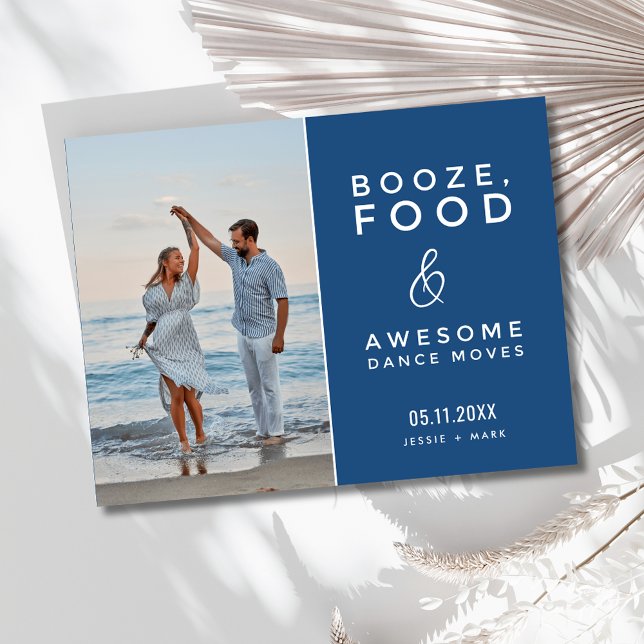 Lustigt fotobeach-bröllop Spara datum Meddelande Vykort (Funny Photo Beach Wedding Save the Date)