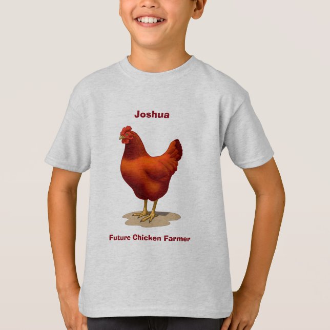 Lustigt framtida kyckling Red Hen T-shirt (Framsida)
